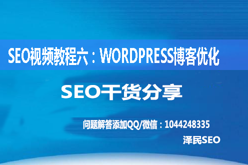 <b>SEO视频教程六：wordpress博客优化</b>