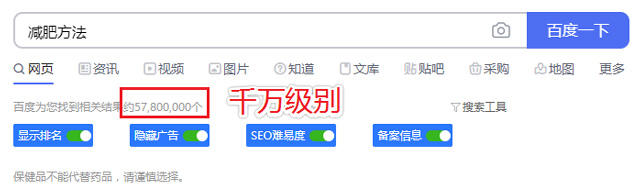 关键词搜索结果数量
